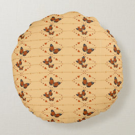 Kärlek och fjärilar i orange rund kudde