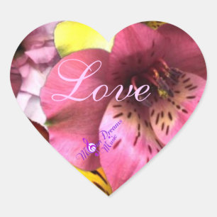 Kärlek och Flowers Heart Stickers Hjärtformat Klistermärke