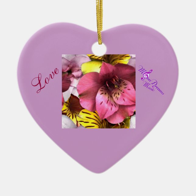 Kärlek och Flowers Heart Valentines day Ornament (Framsidan)