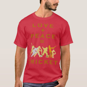Kärlek och fred är lika med cricket1 t shirt