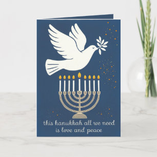 Kärlek och fred Enkel klassisk och elegant Hanukka Helgkort