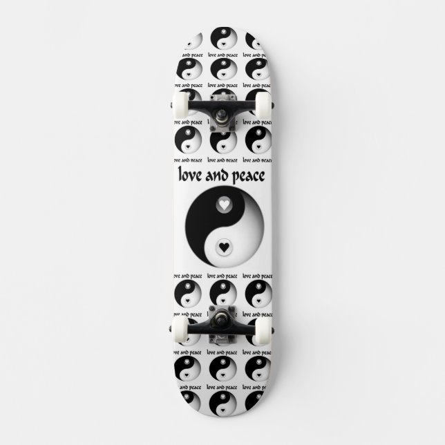 Kärlek och fred mini skateboard bräda 18,5 cm (Framsida)