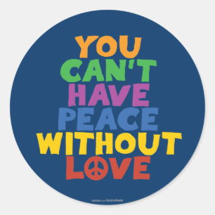 Kärlek och fred runt klistermärke