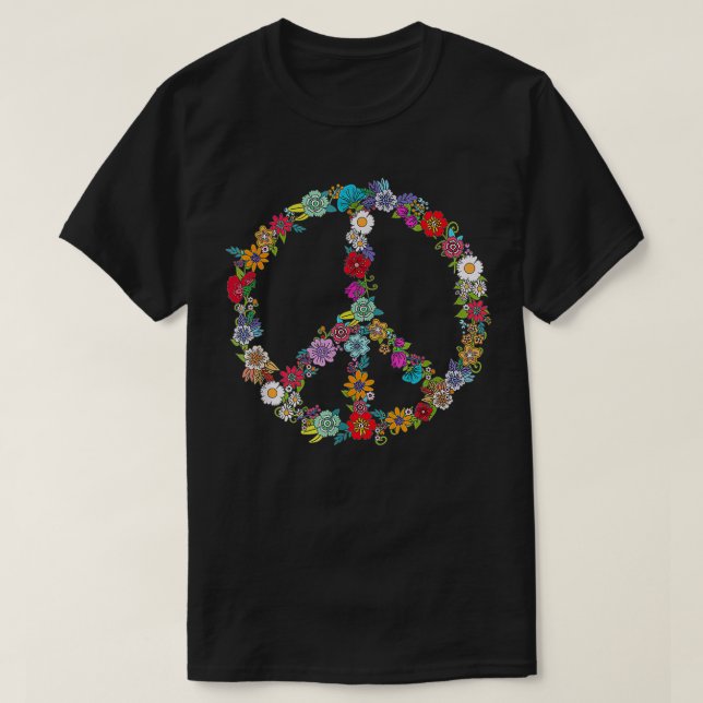 Kärlek och fredsblomman Hippie Älskare Vacker Cute T Shirt (Design framsida)