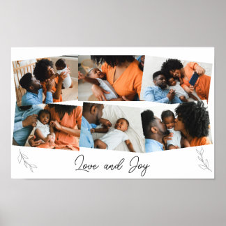 Kärlek och Glädje Skript Familjefoto Collage Poster