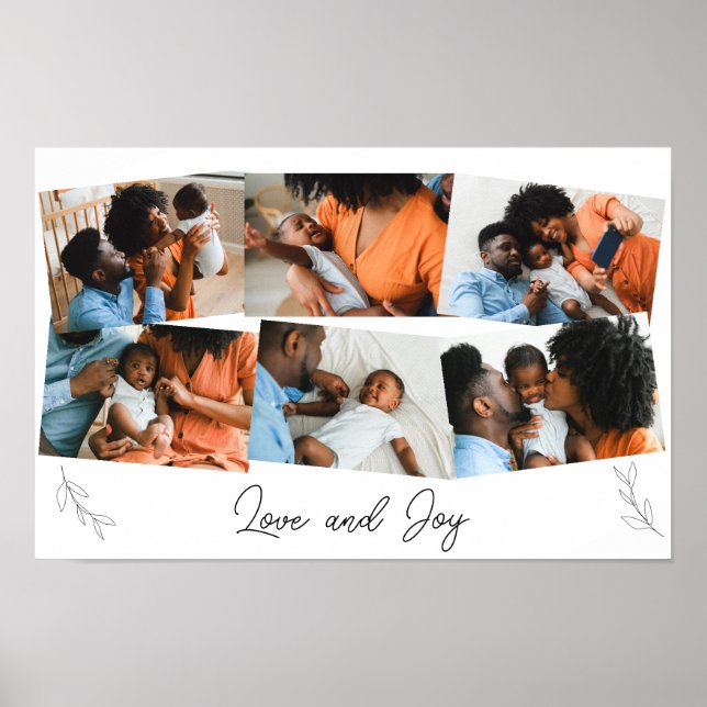 Kärlek och Glädje Skript Familjefoto Collage Poster (Framsidan)