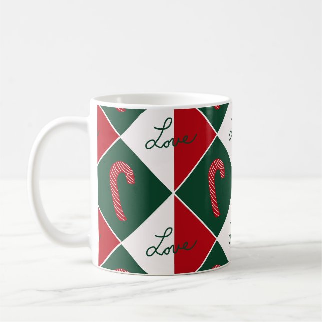 Kärlek och godisstavar kaffemugg (Vänster)