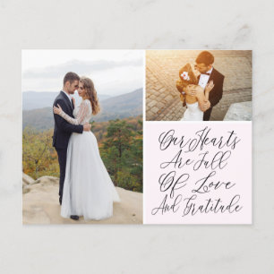 Kärlek och Gratitude Photo Bröllop Tack Vykort