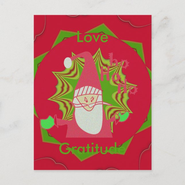 Kärlek och Gratitude Santa's Hohoho! Helg Vykort (Framsida)