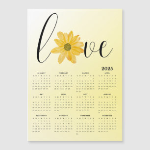 Kärlek och Gula blommor 2025 Magnetisk kalender