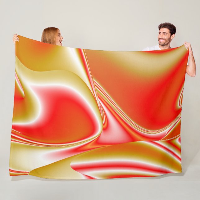 Kärlek och Guld Abstrakt 3D Rainbowart Fleecefilt (På plats)