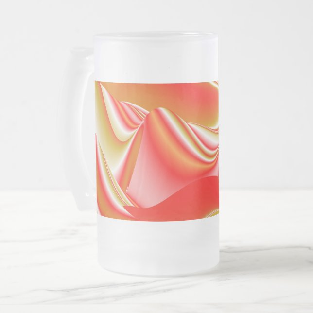 Kärlek och Guld Abstrakt 3D Rainbowart Frostat Ölglas (Framsida vänster)