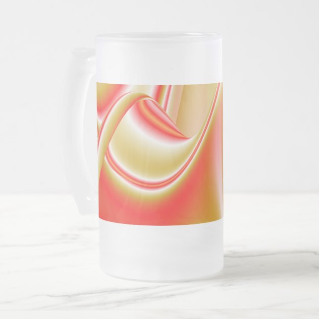 Kärlek och Guld Abstrakt 3D Rainbowart Frostat Ölglas (Framsida vänster)