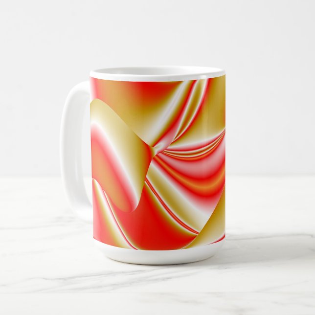 Kärlek och Guld Abstrakt 3D Rainbowart Kaffemugg (Framsida vänster)