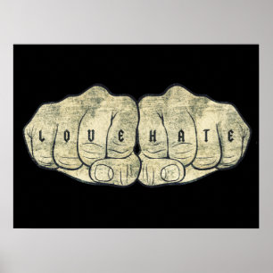 Kärlek och hattatuering poster