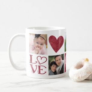 KÄRLEK och Hearts Fem fotokollage Kaffemugg