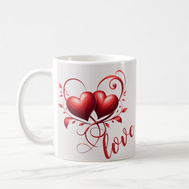 Kärlek och Hearts Kaffemugg (Vänster)