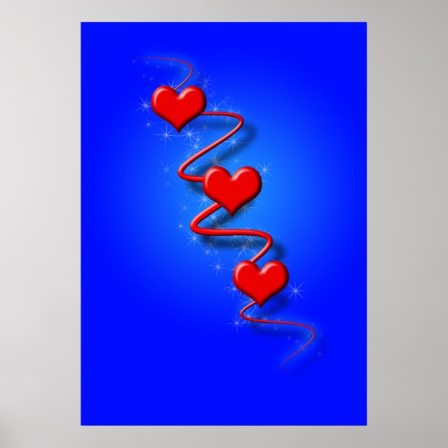 Kärlek och Hearts på Blue Poster (Framsidan)