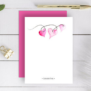 Kärlek och Hearts Personlig Rosa Note Card Anteckningskort