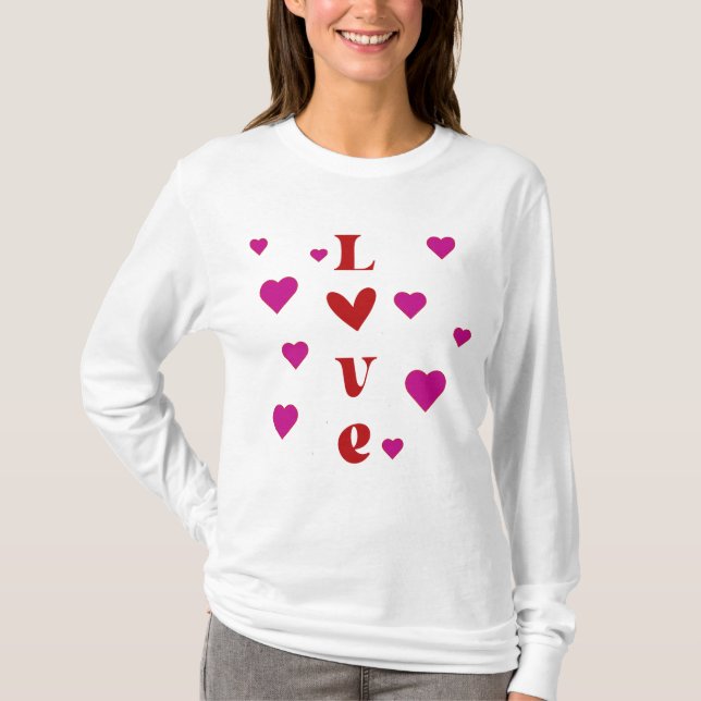 Kärlek och Hearts T Shirt (Framsida)