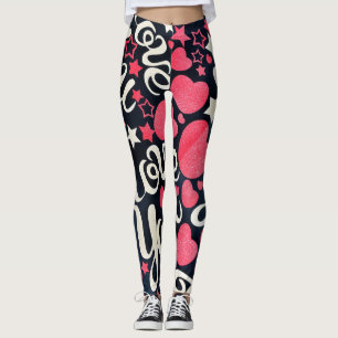 Kärlek- och hjärtadamasker leggings