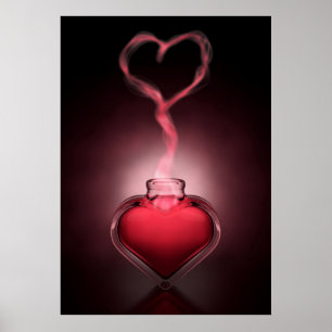 Kärlek och hjärtblommor poster
