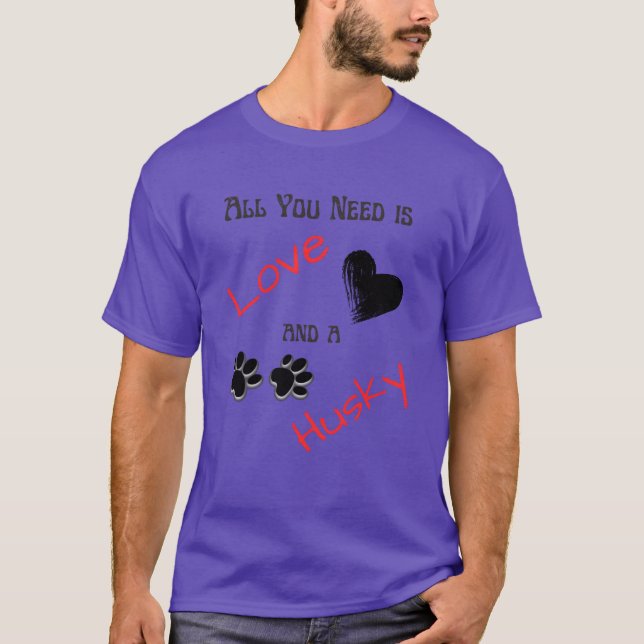 kärlek och huskyvän t shirt (Framsida)
