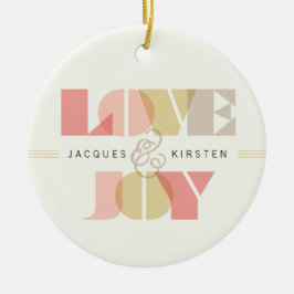 Kärlek och Joy Clear Geo Typography Photo Bröllop Julgransprydnad Keramik