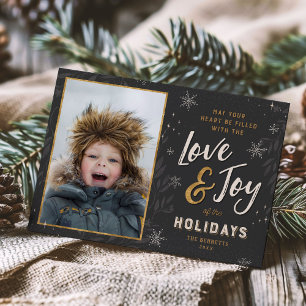 Kärlek och Joy Faux Foil 2 Photo Flat Julkort