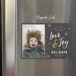 Kärlek och Joy Faux Foil Magnetic Helgdag Photo Ca