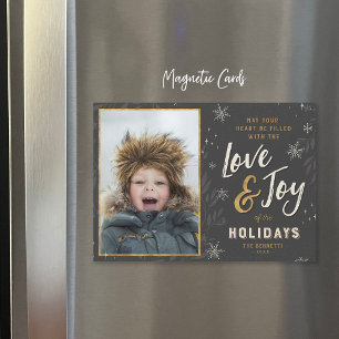 Kärlek och Joy Faux Foil Magnetic Helgdag Photo Ca