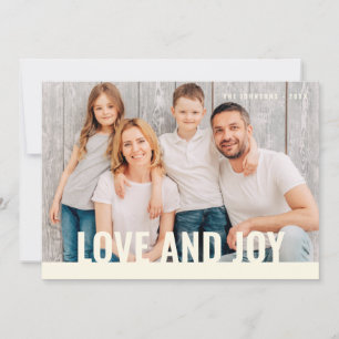 Kärlek och Joy Modern Simple julfamiljs foto Julkort