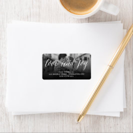 Kärlek och Joy Mr & Mrs. 1:a julfoto Bröllop Adressetikett