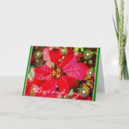 Kärlek och Joy Poinsettia och Butterfly Card Helgkort