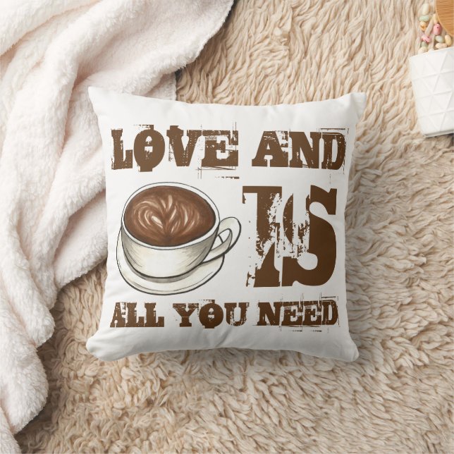 Kärlek och kaffe är allt du behöver, Latte Cappucc Kudde (Filt)