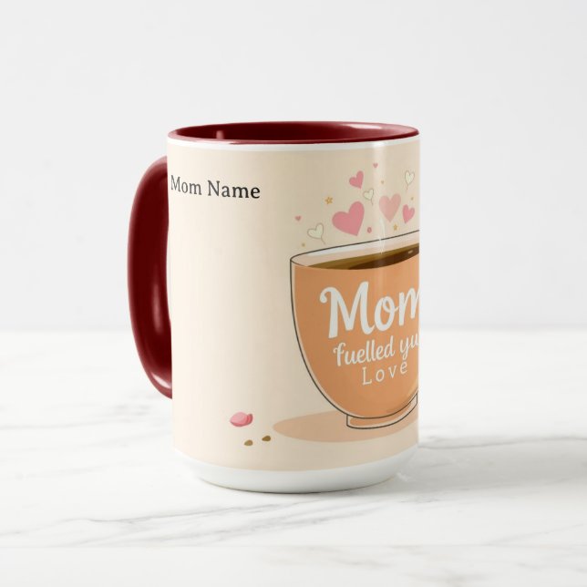 Kärlek och kaffe till mamma | Elegant gåva Mugg (Framsida vänster)