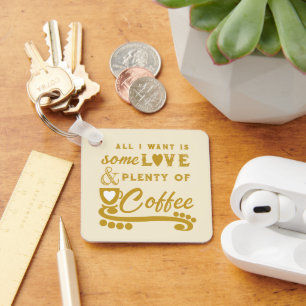 Kärlek och kaffetillsatsen initialer guld nyckelring