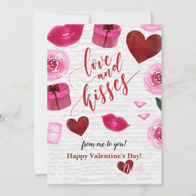 Kärlek och Kisses Valentindagskort Julkort (Framsida)