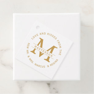 Kärlek och Kyssar Monogram Bröllopspar Gåvor Etiketter