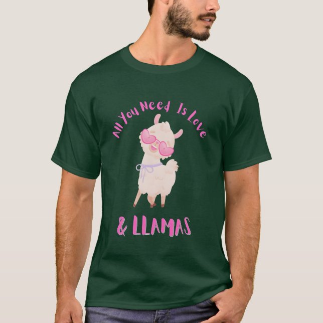 Kärlek och lama tjej t shirt (Framsida)