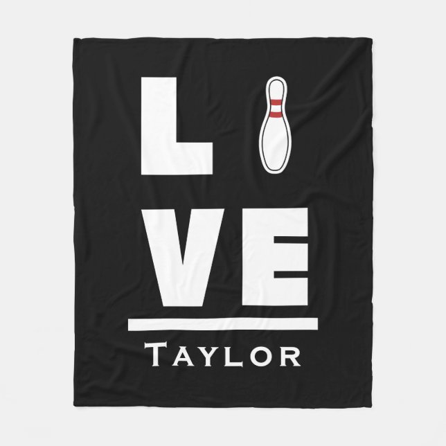 Kärlek och levande Tenpin Bowling Bowlareare Sport Fleecefilt (Framsidan)