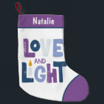 Kärlek och Light Hanukkah Chanukah Personlig Namn Liten Julstrumpa<br><div class="desc">Hanukkah-helgdagarna är utformad med texten "Kärlek och ljus" i modern typografi. Anpassa med ditt namn genom att redigera texten i textrutorna. #hanukkah #chanukah #helgdagar #jewant #stockings #hanukahdecor #decor #decor #home #homedecor</div>