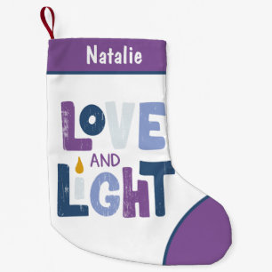 Kärlek och Light Hanukkah Chanukah Personlig Namn Liten Julstrumpa