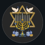 Kärlek och Light Hanukkah Jew Menorah Jewish Chanu Runt Klistermärke<br><div class="desc">Hanukkah är en judisk festival som hedrar minnet av det andra templet som också kallas Ljus,  Chanukah.</div>