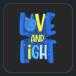 Kärlek och Light Hanukkah Menorah Chanukah Jewish  Fyrkantigt Klistermärke<br><div class="desc">Det här är en underbar gåva till din familj,  vänner under Hanukkah-helgdag. De kommer att vara lycklig för att få den här gåvan från dig under Hanukkah helgdag.</div>
