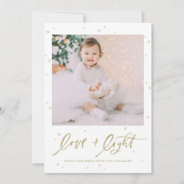 Kärlek och Light Lettering Photo Lycklig Hanukkah Julkort