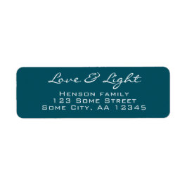 Kärlek och Light Script Blue Grönt jul Adress Returadress Etikett