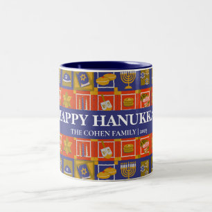 Kärlek och ljus Enkel Elegant Hanukkah-familjen Två-Tonad Mugg