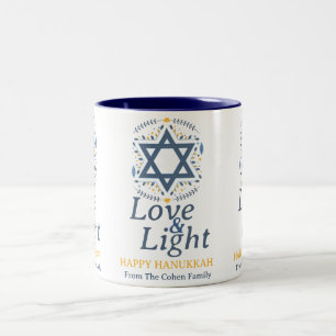 Kärlek och ljus Enkel Hanukkah familj Två-Tonad Mugg