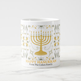 Kärlek och ljus | Enkel Lycklig Hanukkah-familj Jumbo Mugg